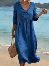 Women's V-Neck Dress | Flattering Fit with Pockets