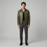 Croc-Embossed Leather Shirt Jacket