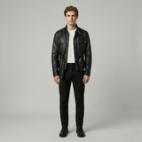 Structured Belted Leather Field Jacket