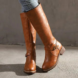 Women's Knee-High Boots | Buckle Detail & Grip Sole