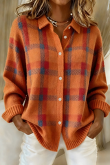 Women's Plaid Knit Cardigan | Relaxed Fit & Lightweight Warmth 1