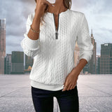Penny | Women's Cable Knit Zip-Up Sweater - Image 8