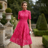 Women's Lace Midi Dress | Elegant Scoop Neckline
