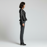 Sculpted Peplum Leather Blazer