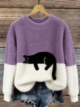 Women's Cat Print Sweater | Oversized & Cosy Fit 10