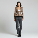 Sculpted Peplum Leather Blazer