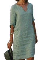 Women's Midi Dress | V-Neck & 3/4 Sleeves