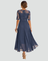 Women's Midi Cocktail Dress | Lace Sleeves & Tulle Skirt 11
