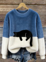 Women's Cat Print Sweater | Oversized & Cosy Fit 8