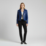 Refined Grey Moto-Style Leather Jacket