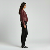Collarless Leather Jacket