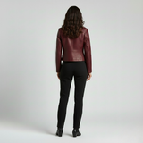 Collarless Leather Jacket