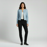 Collarless Leather Jacket