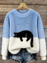 Women's Cat Print Sweater | Oversized & Cosy Fit 1