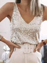 Women's Sequin Top | Sparkling V-Neck Design