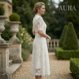 Women's Lace Midi Dress | Elegant Scoop Neckline