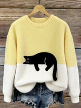 Women's Cat Print Sweater | Oversized & Cosy Fit 7
