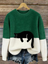 Women's Cat Print Sweater | Oversized & Cosy Fit 4