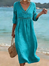 Women's V-Neck Dress | Flattering Fit with Pockets