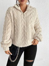 Women's Fluffy Zip Sweater | Hooded & Cozy Warm
