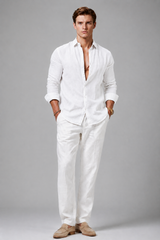 Men's Polo | Long Sleeve Button-Through Shirt & Point Collar