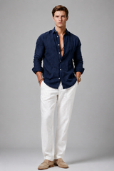 Men's Polo | Long Sleeve Button-Through Shirt & Point Collar