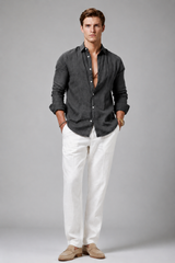 Men's Polo | Long Sleeve Button-Through Shirt & Point Collar