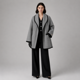 Women's Coat | Contrast Trim & Elegant Collar