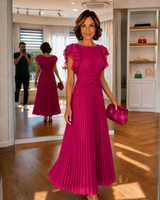Women's Pleated Maxi Dress | Twist-Waist Design