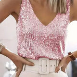 Women's Sequin Top | Sparkling V-Neck Design