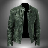 Harrington Oxford | Men’s Leather Biker Jacket – Zip-Up with Stand Collar and Pockets 2