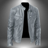 Harrington Oxford | Men’s Leather Biker Jacket – Zip-Up with Stand Collar and Pockets 5