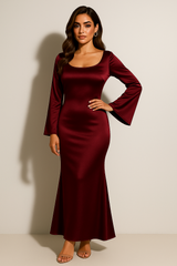 Women's Long Sleeve Evening Gown | Floor-Length Maxi Fit 2