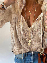 Kelly | Elegant Boho Blouse with Cutout Neckline 0