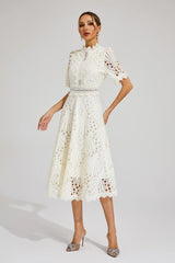 Women's Lace Midi Dress | Elegant Scoop Neckline