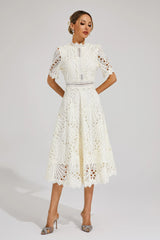 Women's Lace Midi Dress | Elegant Scoop Neckline