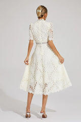 Women's Lace Midi Dress | Elegant Scoop Neckline