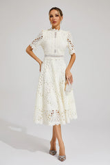 Women's Lace Midi Dress | Elegant Scoop Neckline