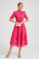 Women's Lace Midi Dress | Elegant Scoop Neckline