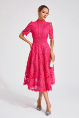 Women's Lace Midi Dress | Elegant Scoop Neckline