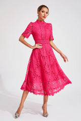 Women's Lace Midi Dress | Elegant Scoop Neckline