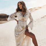 Lilly | Women's Flowy Long Sleeve Boho Maxi Dress 0