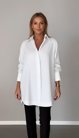 Lisa – Elegant oversized cotton shirt with classic collar for Women 0