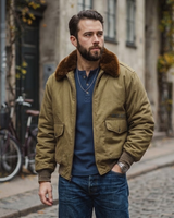Men's Bomber Jacket | Fur Collar & Zip Fastening 2