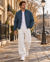 Men's Bomber Jacket | Zipped & Ribbed Trim 1