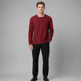 Men's Henley Shirt Long Sleeve | Buttoned & Ribbed Comfort