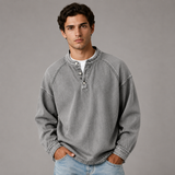 Men's Long Sleeve Shirt | Stand Collar & Button Placket