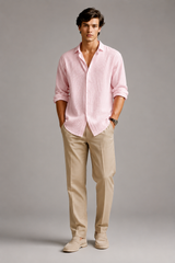 Men's Polo | Long Sleeve Button Shirt & Subtle Textured Finish