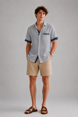 Men's Polo | Short Sleeve Button Shirt & Contrast Printed Trim