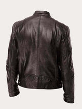 Muhammad | Men's Classic Biker Real Leather Jacket Stand Collar 2